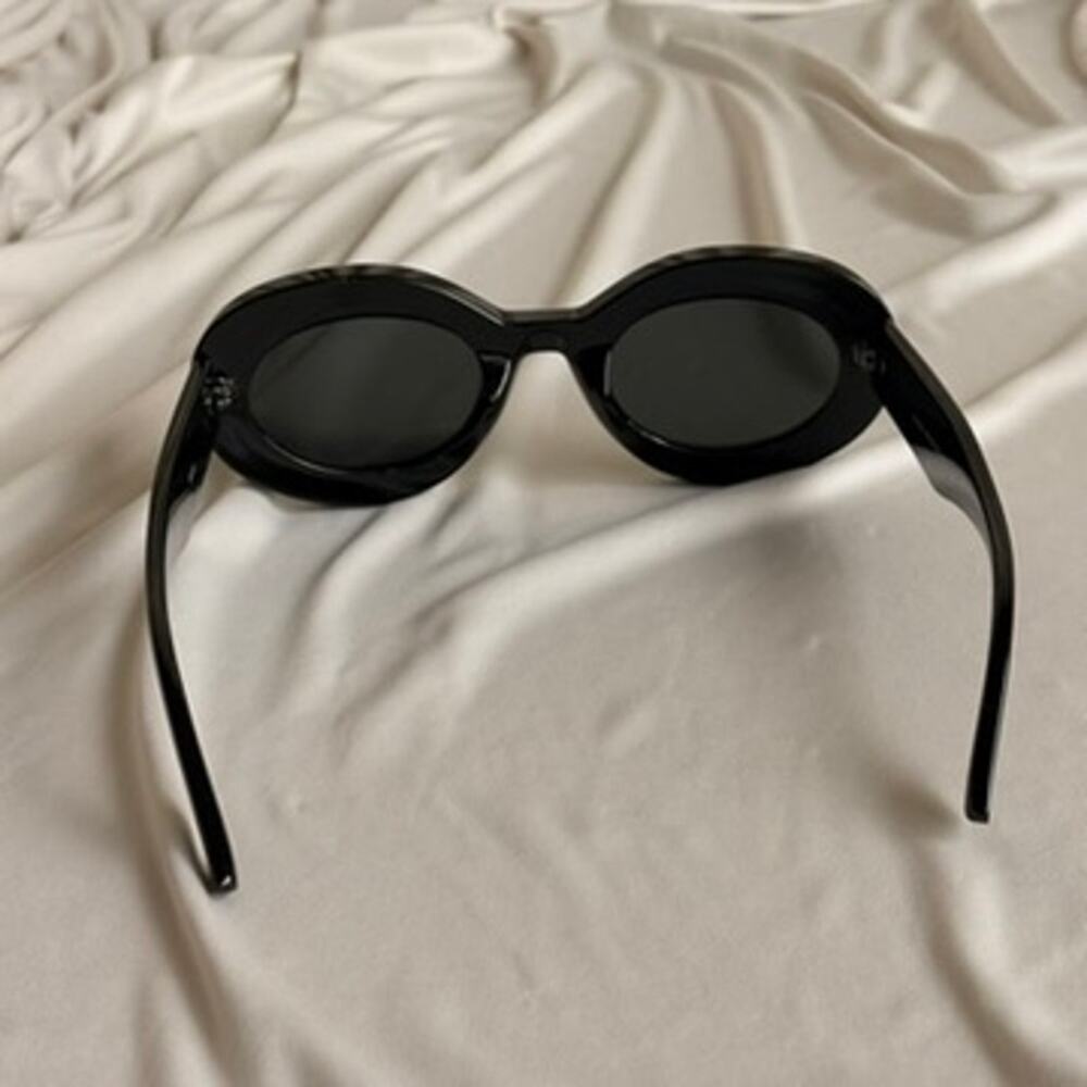 Chunky Oval Sunglasses - Black Frame & Lenses, UV400 - Picture 6 of 8